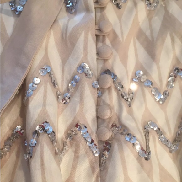 BCBG MAXAZRIA SILVER SEQUIN A-LINE STONE BOHO XS - Picture 6 of 8